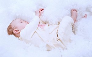 sweet baby sleeping white pink